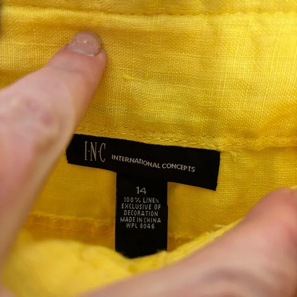 INC International Concepts Yellow Wide Leg Pants with Drawstring Waist - Picture 9 of 9